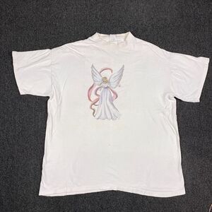 VTG Angel T Shirt Single Stitch White Short Sleeve Jesus Shirt Print Size OSFA